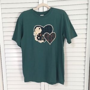 Grandma's Doily Tee, Size L, Custom Designed‎ with Crochet, Rhinestones, Buttons